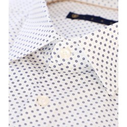 Chemise slim imprimée blanc et marine PRIMAEL