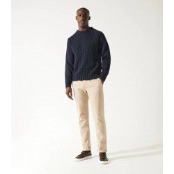 Pull col rond rayé marine BOMARIN