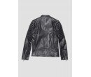 VESTE BIKER SLIM FIT EN CUIR VÉRITABLE AVEC COL MAO