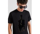 T-SHIRT REGULAR FIT 100 % COTON AVEC IMPRESSION RICHARD HAMBLETON / NOIR