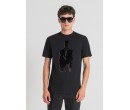 T-SHIRT REGULAR FIT 100 % COTON AVEC IMPRESSION RICHARD HAMBLETON / NOIR