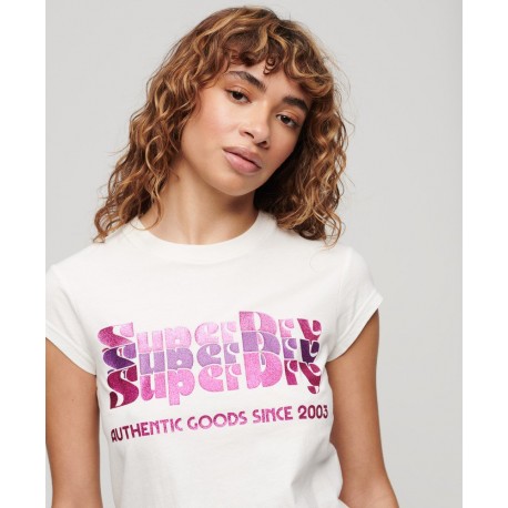 T-shirt à logo scintillant Retro SUPERDRY sur cosmo-lepuy.fr