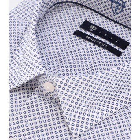 Chemise imprimée avec broderie marine IZAC