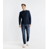 Pull manches longues  IZAC col rond marine