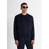 VESTE AVEC FERMETURE ÉCLAIR ET POCHES EN COTON BLEU MÉLANGÉ