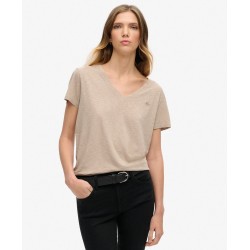 SUPERDRY T-shirt flammé à logo brodé et col V sur cosmo-lepuy.fr