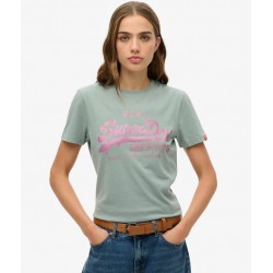 SUPERDRY T-shirt slim à strass Vintage Logo sur cosmo-lepuy.fr