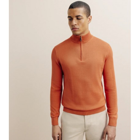 Pull IZAC col montant camionneur orange foncé COSMOPOLITE LE PUY EN VELAY