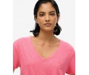 SUPERDRY T-shirt flammé à logo brodé et col V sur cosmo-lepuy.fr