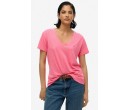 SUPERDRY T-shirt flammé à logo brodé et col V sur cosmo-lepuy.fr