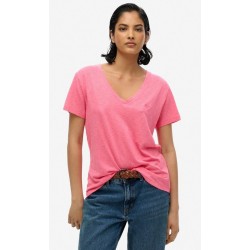 SUPERDRY T-shirt flammé à logo brodé et col V sur cosmo-lepuy.fr