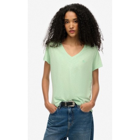 SUPERDRY T-shirt flammé à logo brodé et col V sur cosmo-lepuy.fr