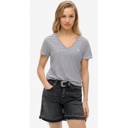 SUPERDRY T-shirt flammé à logo brodé et col V sur cosmo-lepuy.fr