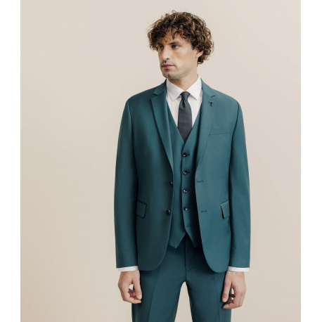 Costume 2 boutons laine majoritaire vert IZAC Cérémonie