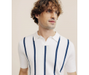 Polo en maille à rayures blanc IZAC cosmolepuy