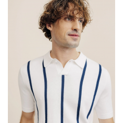Polo en maille à rayures blanc IZAC cosmolepuy