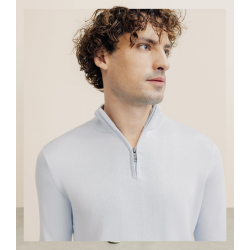 Pull col montant demi zippé bleu ciel IZAC