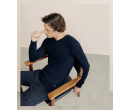 Pull col V manches longues marine