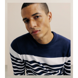 Pull col rond marinière marine IZAC