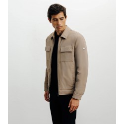 Blouson col chemise beige 