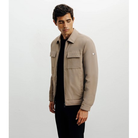 Blouson col chemise beige 