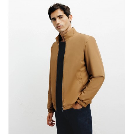 Blouson col chemise camel 