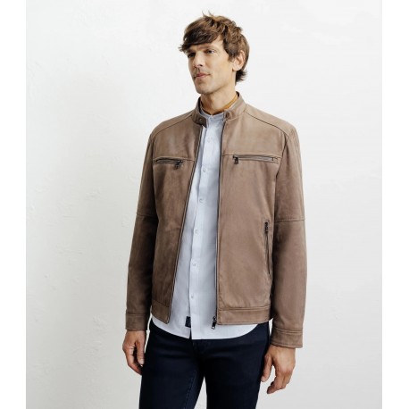Blouson motard taupe