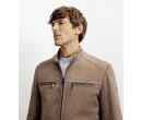 Blouson motard taupe