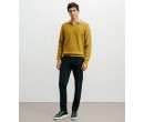 Pull col polo ouvert jeux de points jaune 