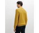 Pull col polo ouvert jeux de points jaune 