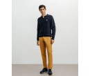 Pull col polo ouvert jeux de points marine