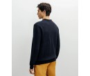 Pull col polo ouvert jeux de points marine