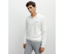 Pull col polo ouvert jeux de points écru