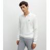 Pull col polo ouvert jeux de points écru