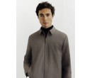 Blouson col chemise taupe IZAC
