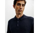 Pull col polo boutonné marine IZAC