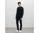 Pull col polo boutonné marine IZAC