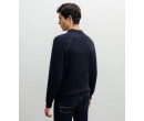 Pull col polo boutonné marine IZAC