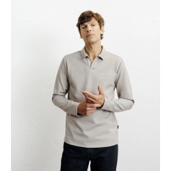 Polo col ouvert manches longues beige IZAC