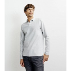 Polo col ouvert manches longues gris chiné IZAC