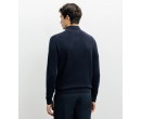 Pull col montant 100% cachemire marine