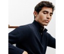 Pull col montant 100% cachemire marine