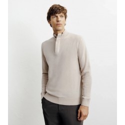 Pull col montant 100% cachemire BEIGE