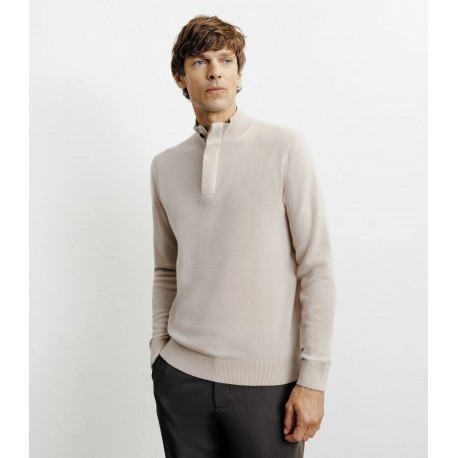 Pull col montant 100% cachemire BEIGE