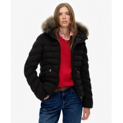 Veste Doudoune  à Capuche Fausse Fourrure Amovible
