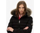 Veste Doudoune  à Capuche Fausse Fourrure Amovible