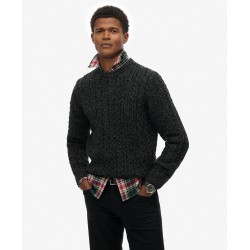 Pull Maille Torsadée – Style Héritage – Superdry  Pull Col Rond Cable Knit – Look Vintage